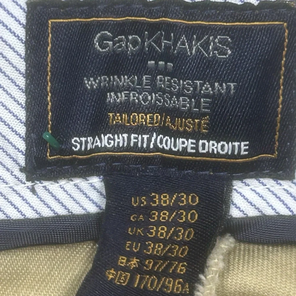 GAP Pants Men's 38x30 Tailored Khakis Chinos Straight Cotton Flat‎ Front NEW